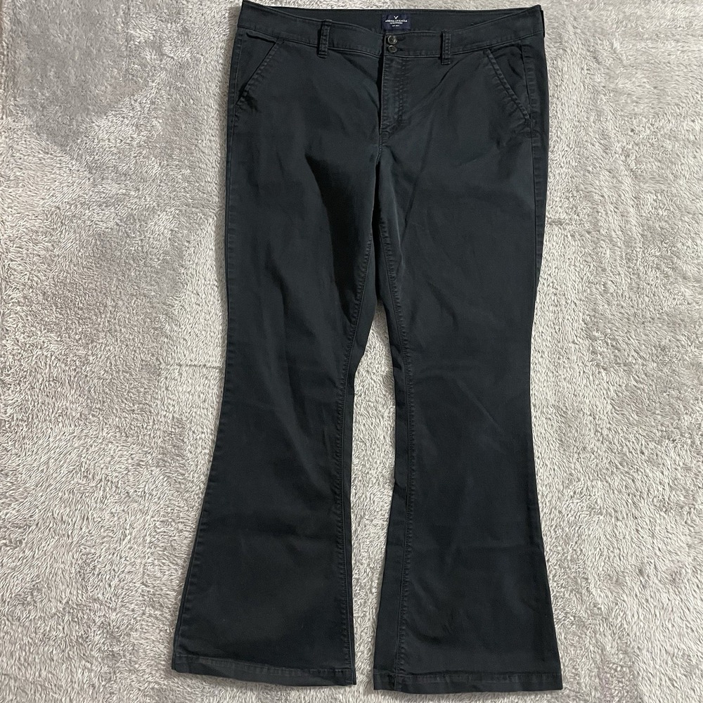 American Eagle Pants Womens Size 18 Long Artist‎ Flare Stretch Mid Rise Black